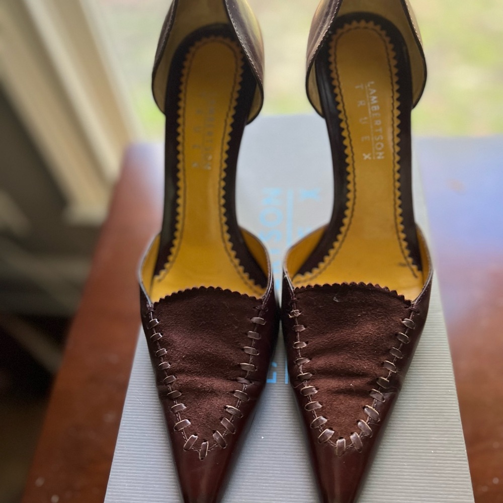 Lambertson Truex D’Orsay Pumps Brown leather/calf/suede heels, Size 37 (7 1/2)